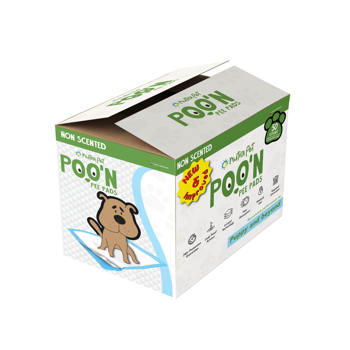 Nutrapet Poo N Pee Pads Grass Attractant 60 Cms X 60 Cms 5 X Absorption With Floor Mat Stickers