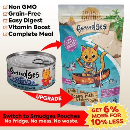 Aloha Smudges Ocean Fish & Salmon Adult Cat wet food in Jelly 85g Pouch
