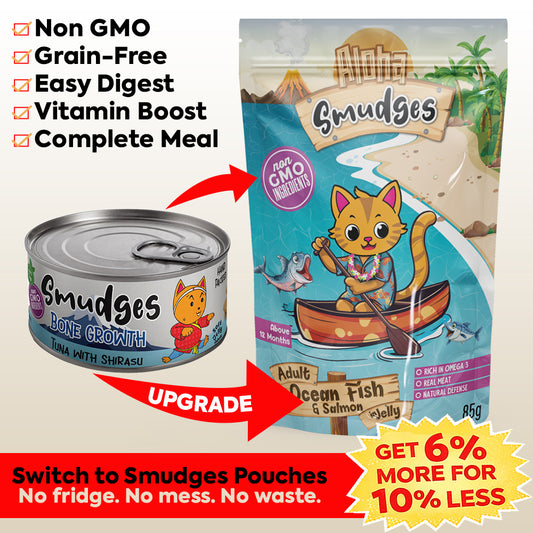 Aloha Smudges Ocean Fish & Salmon Adult Cat wet food in Jelly 85g Pouch