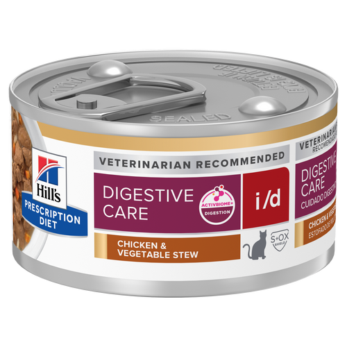Hills Prescription Diet i/d Digestive Care cat food can on a white background