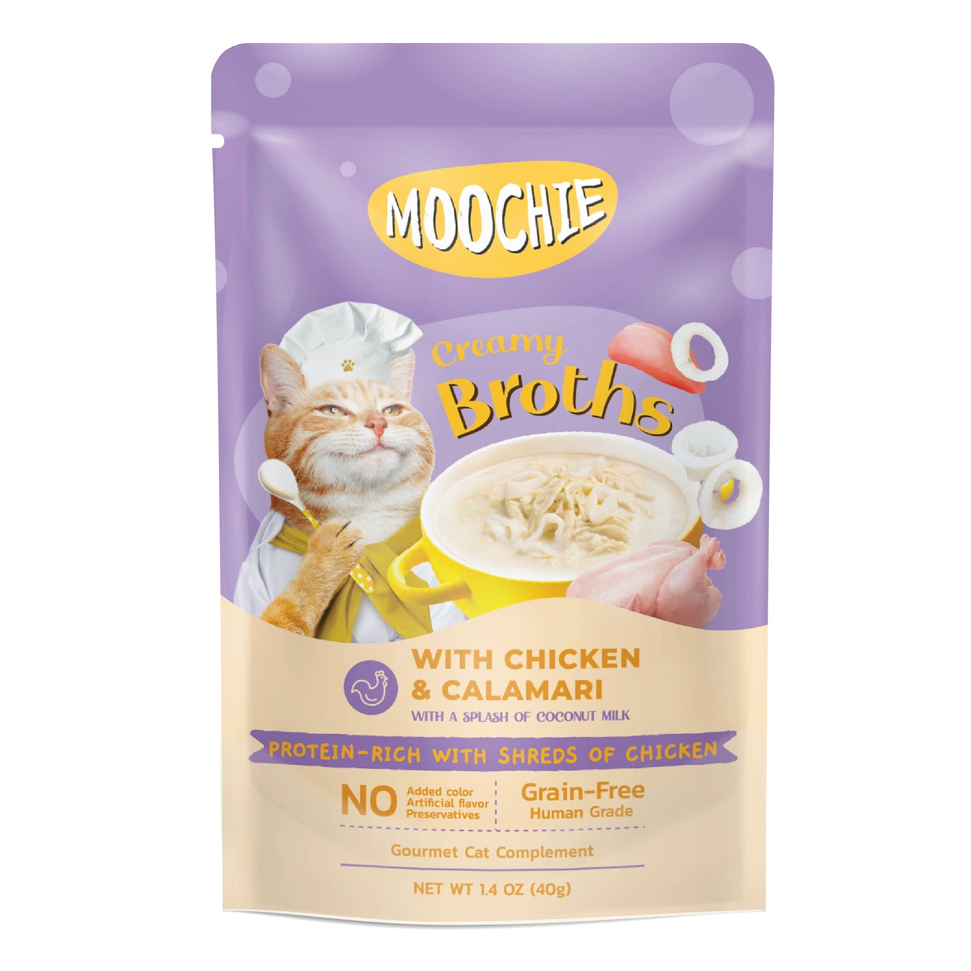 Moochie Creamy Broth with Chicken & Calamari 40g Pouch