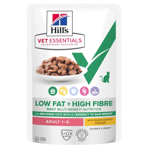 Hill’s Vet Essentials Multi- Benefit+ Weight Low fat +High Fibre Wet Cat Food with Slow-cooked Chicken  85g x12